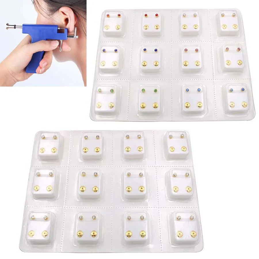 12 Pairs Simple Ear Piercing Earrings Stud-Synthetic Rhinestone in Alloy Earrings Set-Suitable for Daily Wear