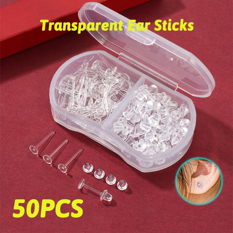 Clear Earrings,Plastic Earrings Simple Invisible Earrings For Ear Infection,New Piercing Ear
